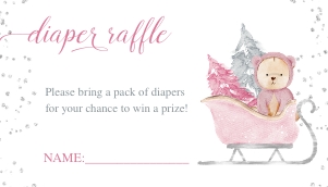 Winter Baby Shower enclosure cards Bearly wait pink aa020 3.5 x 2 in design preview