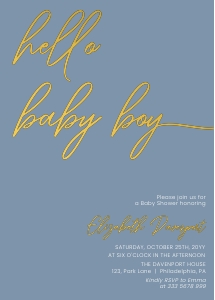 Hello Baby Baby Shower invitation gold minimalist  aa017 design preview