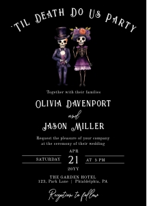 Gothic wedding invitation skeletons aa021 design preview