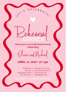 Rehearsal Dinner Wavy pink and red AA06 design preview