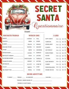 Secret Santa Questionnaire Vintage AA024 design preview