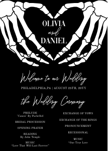 Gothic Skeleton hands wedding program design preview
