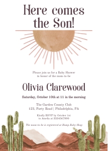 Son and cactus baby shower set aa025 design preview