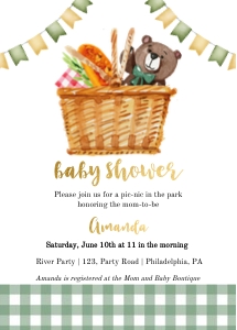 Picnic Baby Shower Green and gold design preview