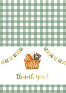 Picnic Green and gold thank you folded card design preview