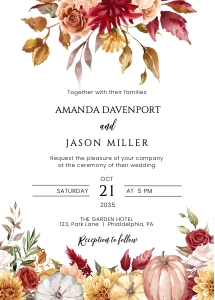Fall Wedding invitation aa027 design preview