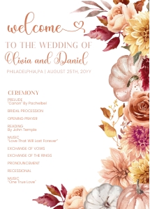 Fall Pumpkins wedding program aa027 design preview