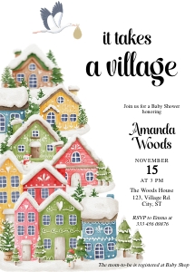Snowy Village Baby Shower AA029 design preview