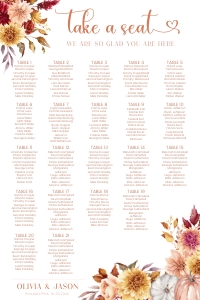 Fall Floral and Pumpkins seating chart 24x36 AA027 design preview