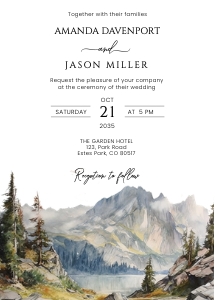 Mountain Wedding Invitation AA031 design preview