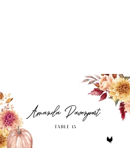 Fall Flowers pumpkins place cards AA027 design preview