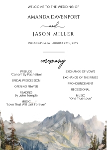 Mountain Wedding Program AA031 design preview