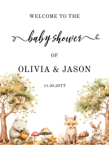 Enchanted forest animals welcome sign aa032 design preview