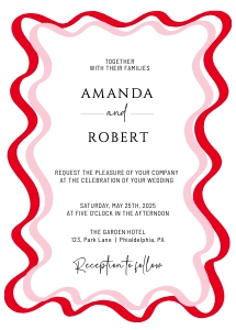 Wedding wavy wedding invitation AA06 design preview