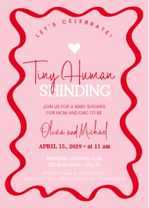 Tiny Human Shindig Invitation wavy baby shower aa06: Tiny Human Shindig Invitation wavy baby shower aa06