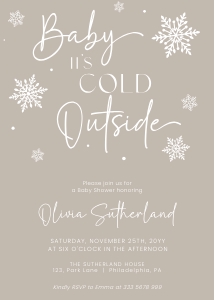 Neutral Baby shower snowflakes AA041 design preview
