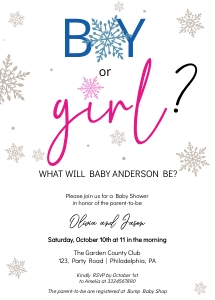Baby Shower Gender reveal Snowflakes aa041 design preview