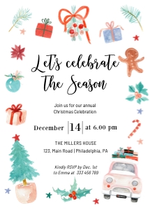 whimsical quirky Christmas party invitation aa042: whimsical quirky Christmas party invitation aa042