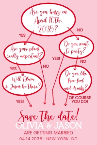 flow chart save the date postcard design preview