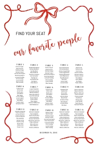 Red Bow Whimsical Christmas Seating Chart AA042 design preview