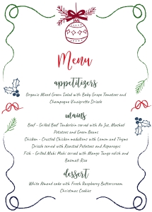 Christmas Menu Card quirky whimsical aa042 design preview