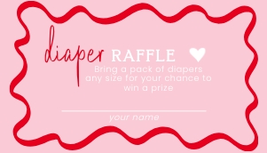 Sweetheart Valentine Baby Shower aa047 diaper raffle: Wavy Pink Baby shower sweetheart insert cards AA047