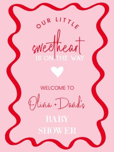 Sweetheart valentine baby shower sign 18x24 AA047 design preview