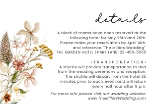 Wild bloom wedding details card AA049 design preview