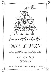 Champagne tower 5x7 save the date 2 aa048: Champagne tower 5x7 save the date 2 aa048