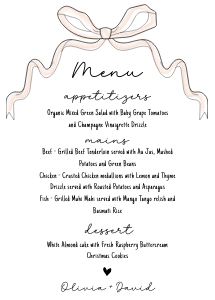 Whimsical Menu Hand drawn bow ribbon AA048 design preview