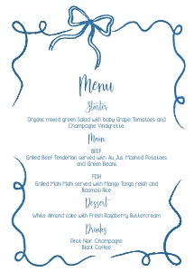 whimsical bow menu (US 5x7) aa045 design preview