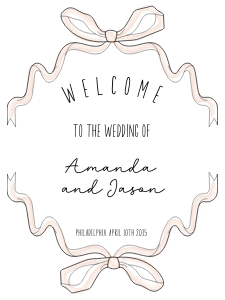 Bow Wedding Welcome Sign AA048 design preview