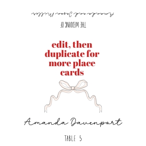 Bow Place card AA048 design preview