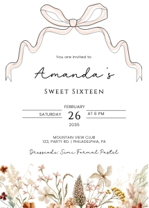 Sweet sixteen ribbon wildflowers AA048 design preview