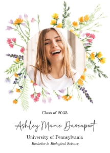 wildflowers graduation thank you card design preview