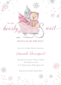 Winter Baby Shower Bearly Wait PINK girl aa020 design preview
