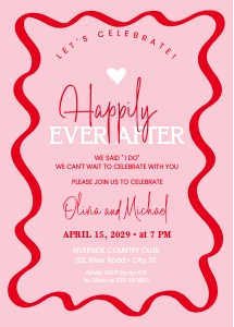 Happily Ever After Party Wavy pink and red design preview
