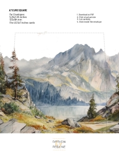 envelope A7 Euro Square AA031 mountains design preview