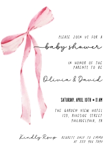 Bow Baby Shower Invitation coquette AA053 design preview