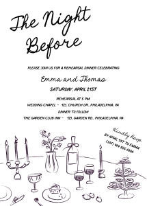 Whimsical rehearsal dinner AA059 design preview