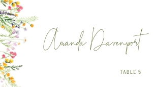Wildflowers menu and place cards design preview