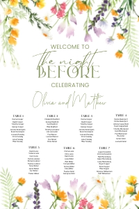 Wildflowers welcome and seating chart rehearsal design preview