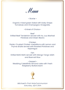 Menu card and place card Communion AA01 design preview