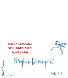 Whimsical bow place cards AA045 design preview