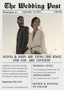 Newspaper wedding Post Invitation all in one design preview