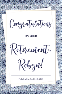 Retirement Sign Congratulations blue tiles design preview