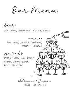 Bar menu sign champagne tower 8x10 aa048 design preview