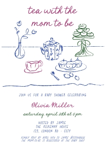 BABY SHOWER tea party 5x7 AA059 design preview
