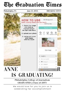 Newspaper graduation invitation and announcement 2 design preview