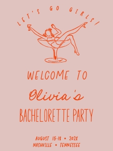 retro BACHELORETTE weekend welcome 18x24 aa059 design preview